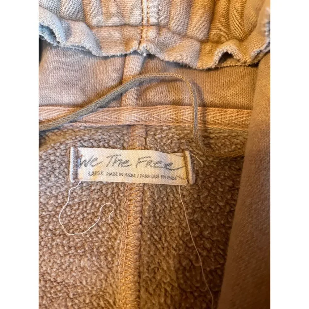 Free People We The Free Zuma Hoodie Sweatshirt Washed Brown Large Distressed